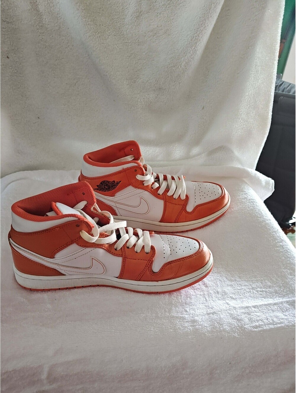 Sz-9 Jordan Air Jordan 1 Mid Metallic Orange White Men's Sneakers (No Box)
